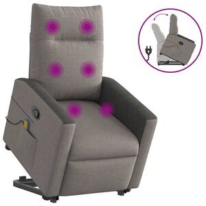 vidaXL Fauteuil inclinable de massage Taupe Tissu