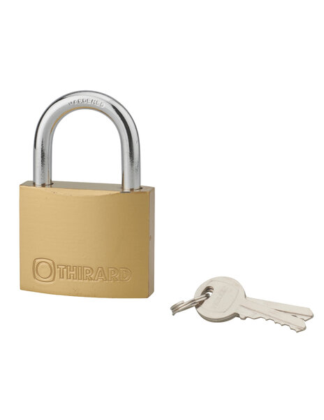 THIRARD - Cadenas à clé Type 1  laiton  intérieur  anse acier  75mm  2 clés - THIRARD