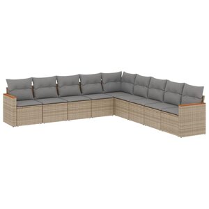 vidaXL Salon de jardin avec coussins 9Pièces mélange beige résine tressée