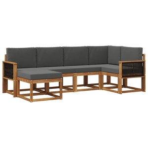 vidaXL Ensemble de canapés d'extérieur 6 Pièces Naturel et Anthracite