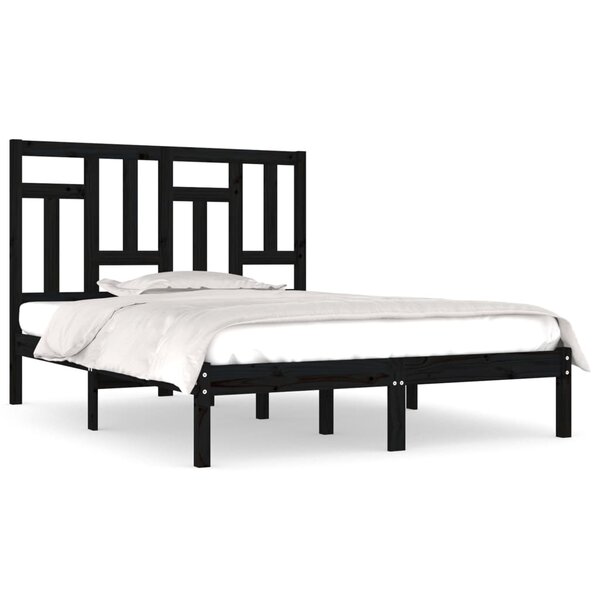 vidaXL Cadre de lit Noir Bois de pin massif 200x200 cm