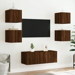 vidaXL Meubles TV muraux lumières LED 2 Pièces chêne marron 30 5x35x30 cm