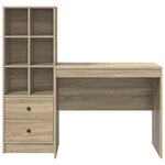 vidaXL Bureau avec tiroir avec étagère 2 Pièces Chêne Sonoma