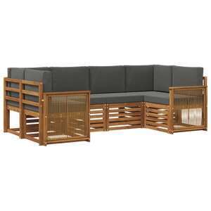 vidaXL Ensemble de canapés d'extérieur 5 pc Naturel et Anthracite