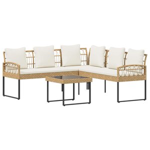 vidaXL Ensemble de canapé de jardin avec coussin 2 Pièces Naturel