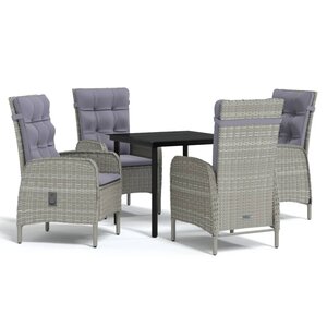 vidaXL Ensemble à manger de jardin et coussins 5Pièces Gris/noir