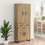 vidaXL Haut Armoire 2 Pièces Chêne artisanal Bois Aggloméré et Verre