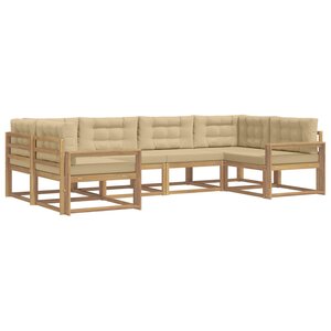 vidaXL Ensemble de canapés d'extérieur 6 Pièces Blanc et Beige