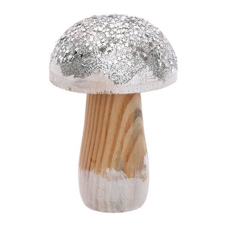 Petit champignon en bois argenté