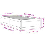 vidaXL Cadre de lit sans matelas cire marron 75x190 cm bois pin massif