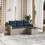 vidaXL Salon de jardin 4 Pièces avec coussins gris résine tressée