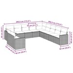 vidaXL Salon de jardin 11 Pièces avec coussins noir résine tressée