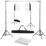 vidaXL Kit de studio photo avec boîtes à lumière et toile de fond