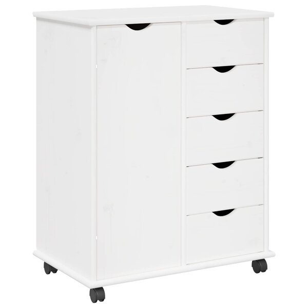 vidaXL Cabinet roulant Blanc 63 5 x 39 x 79 cm Bois de Pin Massif