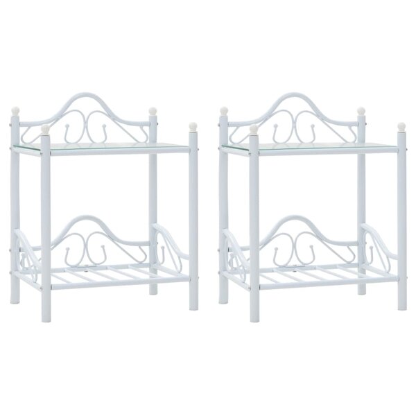 vidaXL Tables de chevet 2 Pièces Acier et verre trempé 45x30 5x60cm Blanc
