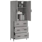 vidaXL Buffet haut Sonoma gris 69 5x34x180 cm Bois d'ingénierie