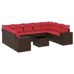 vidaXL Salon de jardin 10 Pièces avec coussins marron résine tressée