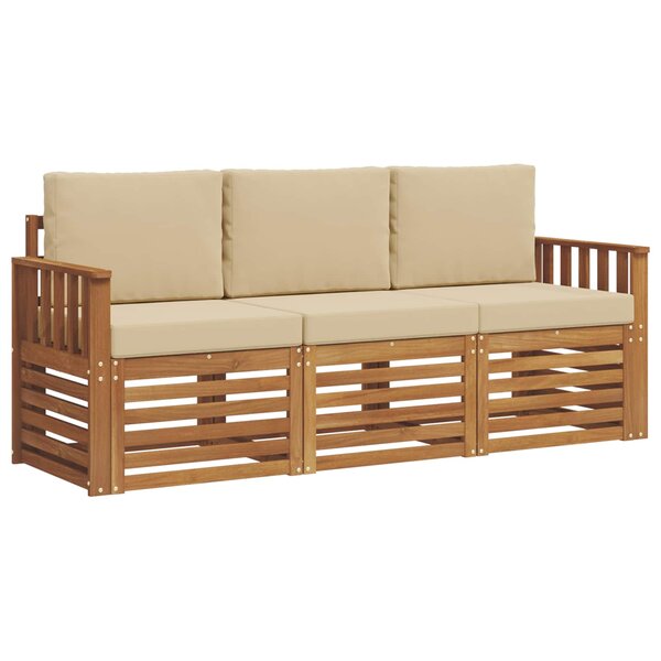 vidaXL Ensembles de canapés avec coussin 3 Pièces Naturel et Beige