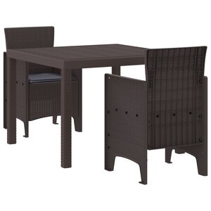 vidaXL Ensemble de salle à manger de jardin 3 pièces avec coussins en poly rattan marron