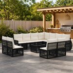 vidaXL Ensemble de canapé de jardin 12 pc Noir et blanc crème