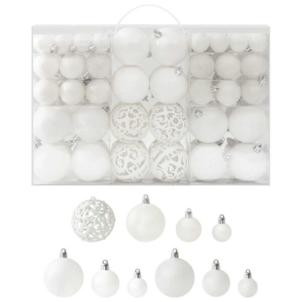 vidaXL Ensemble de boules de Noël 100 Pièces Blanc