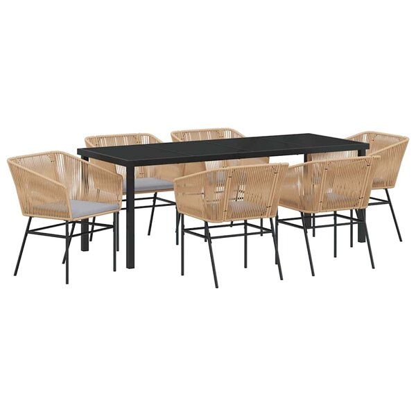 vidaXL Ensemble de salle à manger pour jardin 7 pc Marron