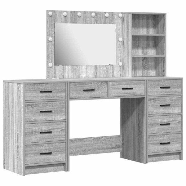 vidaXL Table de Toilette 3 Pièces Gris 40 x 41 x 135 cm Bois d'ingénierie