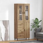 vidaXL Haut Armoire 2 Pièces Chêne artisanal Bois Aggloméré et Verre