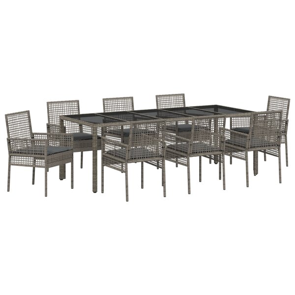 vidaXL Ensemble de salle à manger pour jardin 9 Pièces Gris