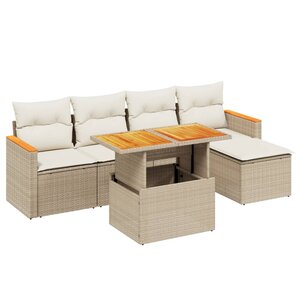 vidaXL Salon de jardin avec coussins 6 Pièces beige résine tressée