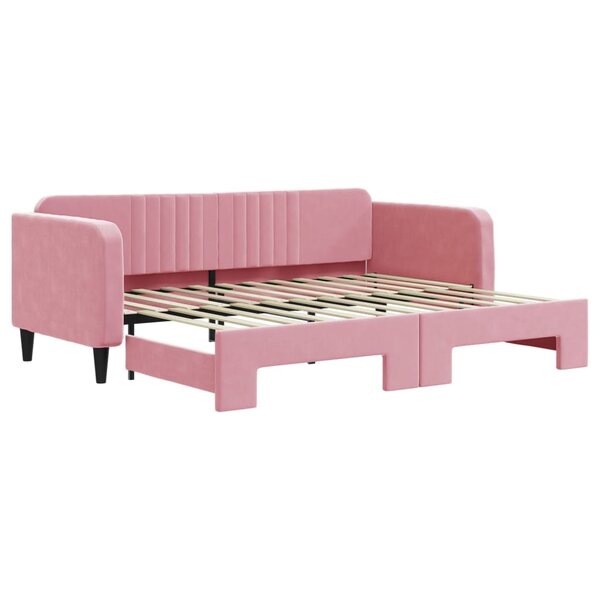 vidaXL Lit de jour avec lit gigogne rose 90x200 cm velours