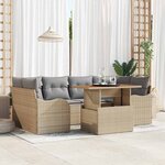 vidaXL Ensemble de canapé de jardin 7 Pièces Beige Poly rotin