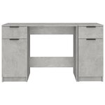 Bureau table poste de travail meuble d'ordinateur informatique étude avec armoire latérale bois d'ingénierie gris 02_0023395