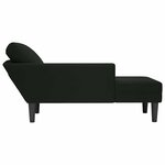 vidaXL Fauteuil long avec coussin et accoudoir droit noir velours