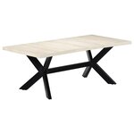 vidaXL Table de salle à manger Blanc 200x100x75cm Bois manguier massif