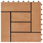 vidaXL Carreau de terrasse 11 Pièces WPC 30 x 30 cm 1 m² Couleur Teck