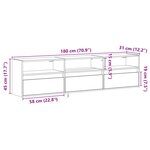 vidaXL Meuble TV mural avec LED gris béton 180x31x45 cm