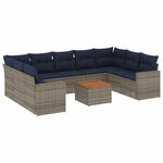 vidaXL Salon de jardin 10 Pièces avec coussins gris résine tressée