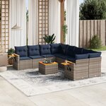 vidaXL Salon de jardin 9 Pièces avec coussins gris résine tressée