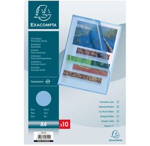 SACHET 10 POCH.COINS PP Grainé BLEU EXACOMPTA