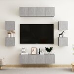 vidaXL Ensemble de meubles TV 8 Pièces Gris béton Bois d'ingénierie