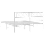 vidaXL Cadre de lit métal avec tête de lit blanc 135x190 cm