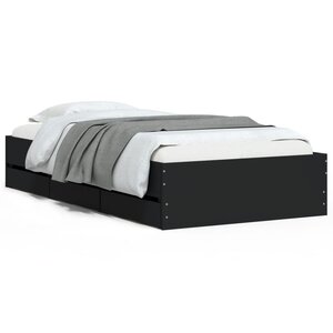 vidaXL Cadre de lit avec tiroirs sans matelas noir 100x200 cm