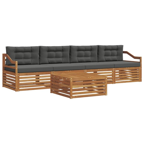 vidaXL Ensemble de canapés d'extérieur 5 Pièces Naturel et Anthracite