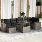 vidaXL Salon de jardin 8 Pièces avec coussins gris résine tressée