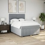 vidaXL Sommier à lattes de lit avec matelas Gris clair 140x190cm Tissu