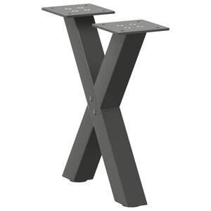 vidaXL Pieds de table basse en forme de X  2 pièces  anthracite  30 x (30-31) cm  acier