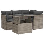vidaXL Salon de jardin 5 Pièces avec coussins gris résine tressée