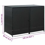 vidaXL Abris pour poubelle double Résine tressée Noir 148x80x111 cm