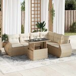 vidaXL Salon de jardin avec coussins 7 Pièces beige résine tressée
